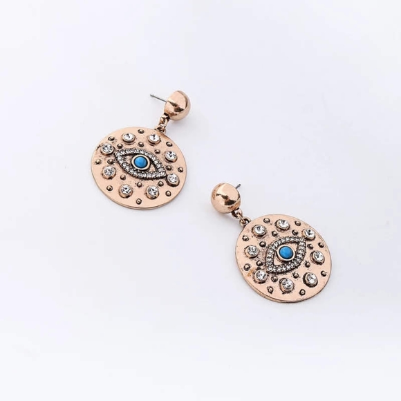 Evil Eye Crystal Vintage Drop & Dangle Earrings - Picture 4 of 8